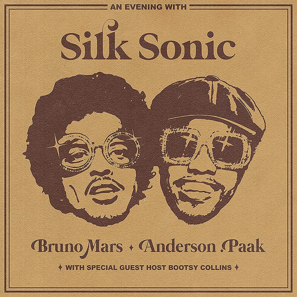 the album cover for Silk Sonic (Bruno Mars + Anderson .Paak) - An Evening With Silk Sonic [Bonus Track LP]
