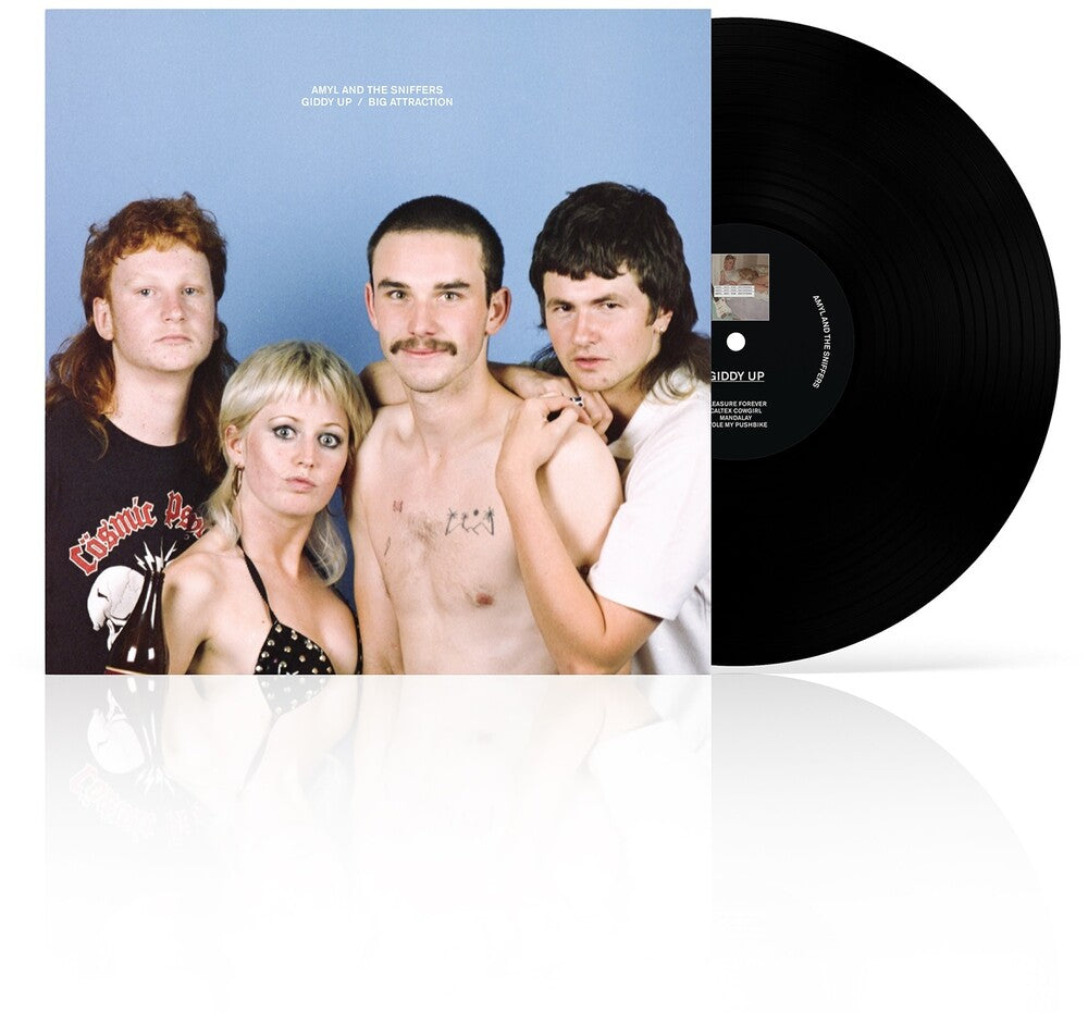 the album cover for Amyl & The Sniffers - Giddy Up / Big Attraction (10 Year Anniversary)
